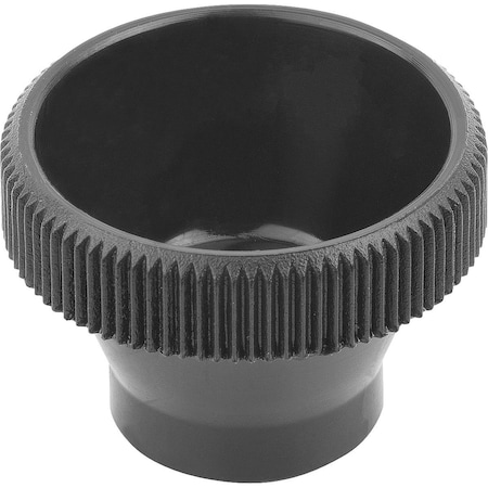 Kipp Knurled Knob For Hex Bolt D1=20 H=15, Form:B Pom, Black, For=M05, Sw=8 K1138.10050